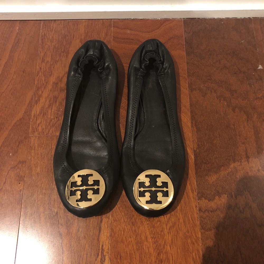 Tory Burch Black Leather Flats Sz 9.5